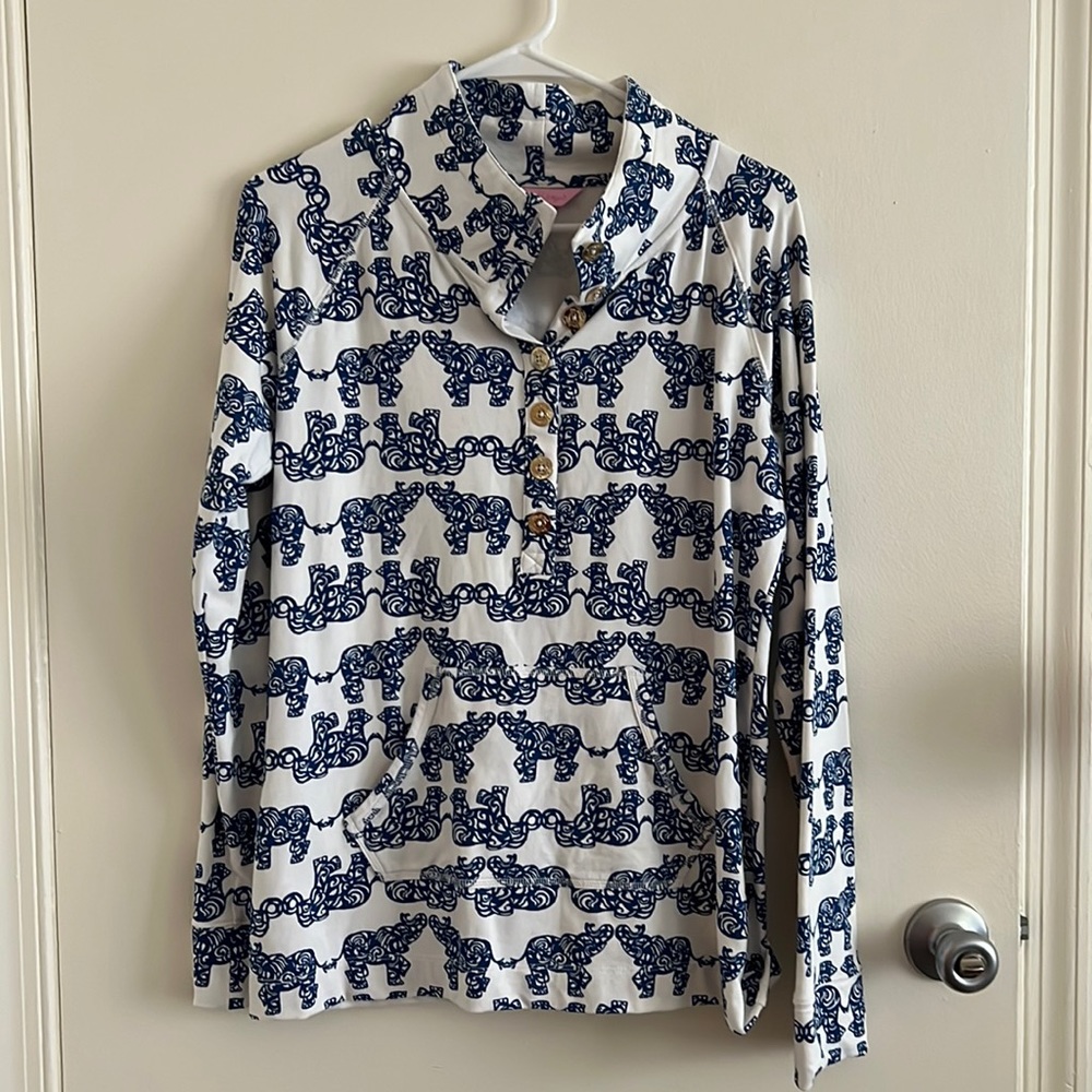Lilly Pulitzer Elephant Print Popover Size Medium EUC